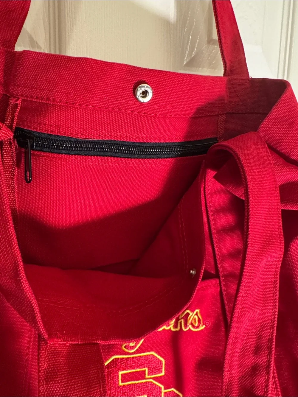 USC Trojans Red Canvas Tote Bag - Embroidered Collegiate Logo